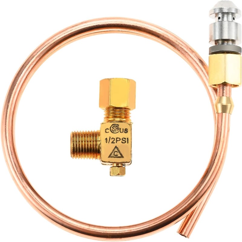 DRELD Range Oven 3/16" OD X 20" Copper Pipe Bendable Pilot Burner Tube with 2065643 Pilot Valve, Compatible with Tri Star Manufacturing 2065643 Pilot Adjusting Valve, Fit for Hotel, Kitchen Gas Equipment - Image 1